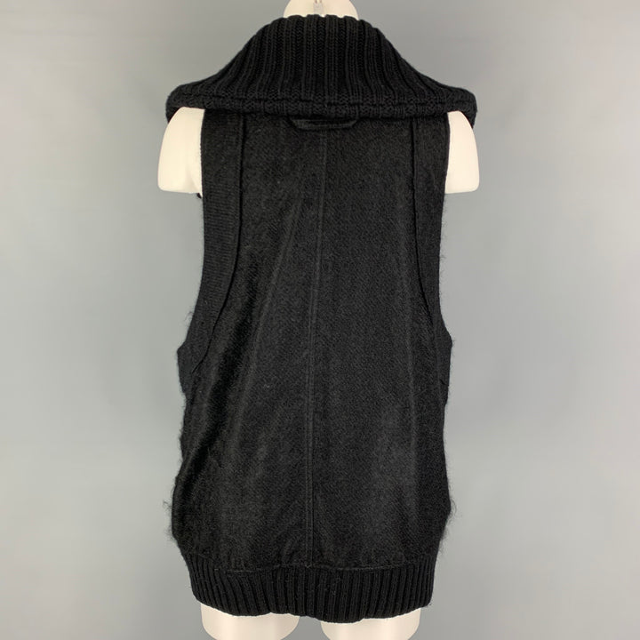 BALENCIAGA Size XS Black Mohair Blend Knitted Oversized Vest