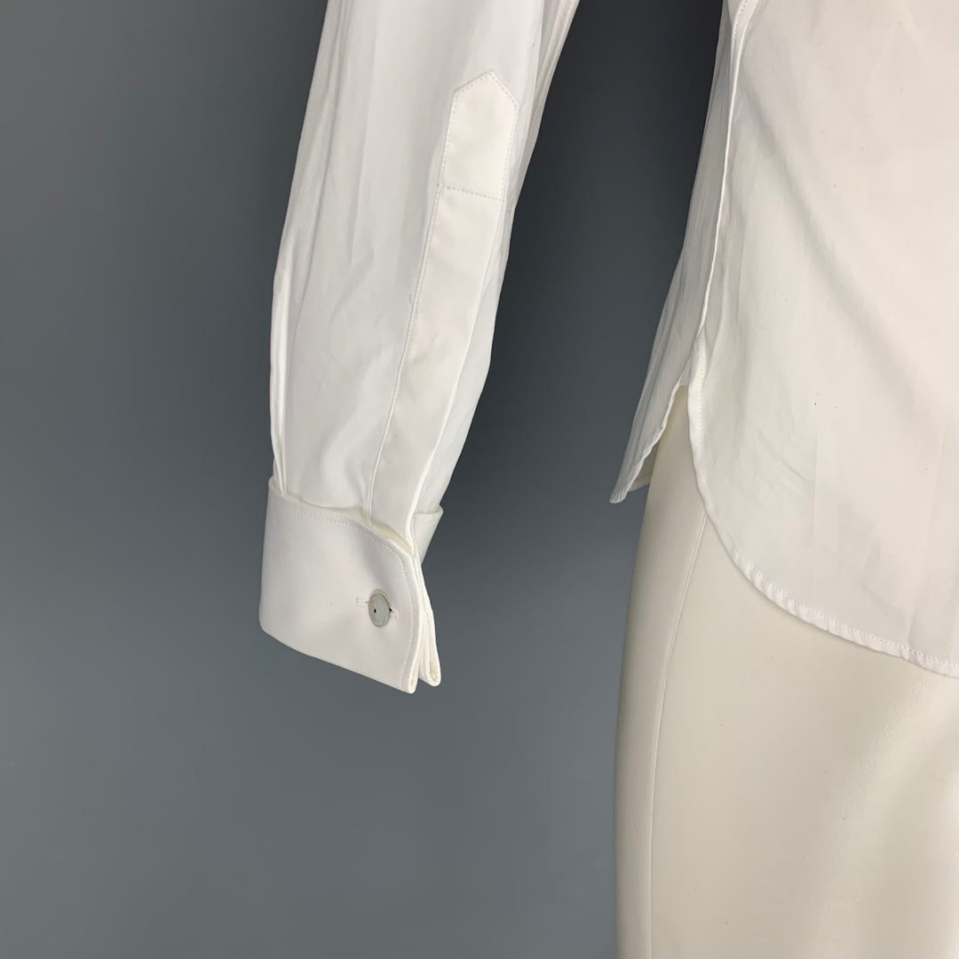 BURBERRY LONDON Size S White Cotton Tuxedo Long Sleeve Shirt