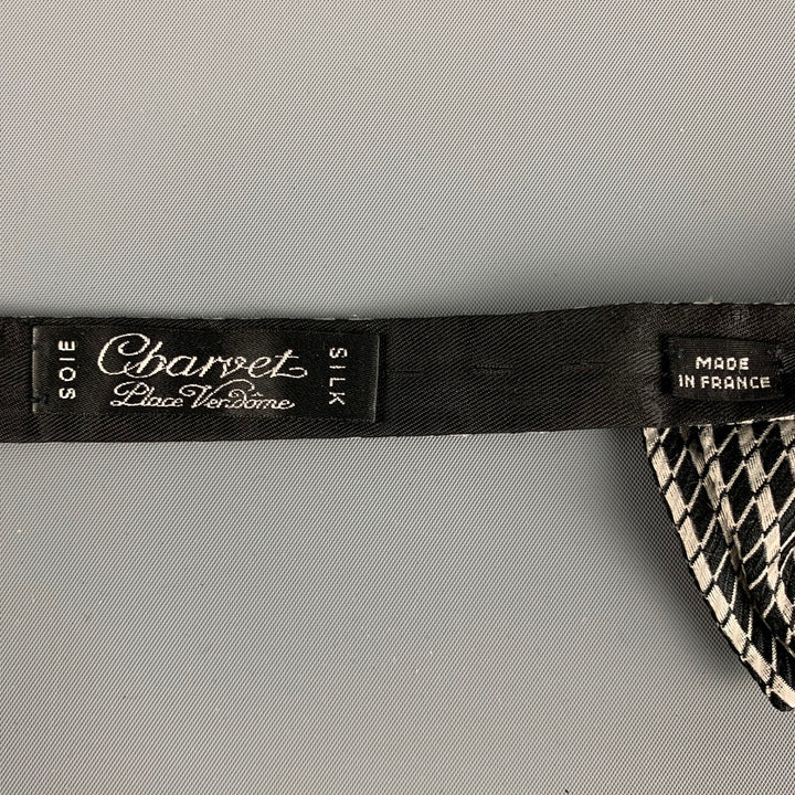 CHARVET Black White Stripe Silk Jacquard Bow Tie