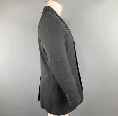 DOLCE & GABBANA 40 Charcoal Solid Wool Blend Notch Lapel  Sport Coat