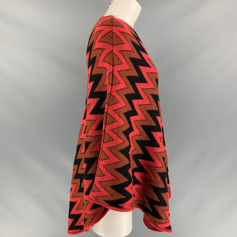 MISSONI One Size Orange Brown & Black Wool Blend Zig Zag Sweater