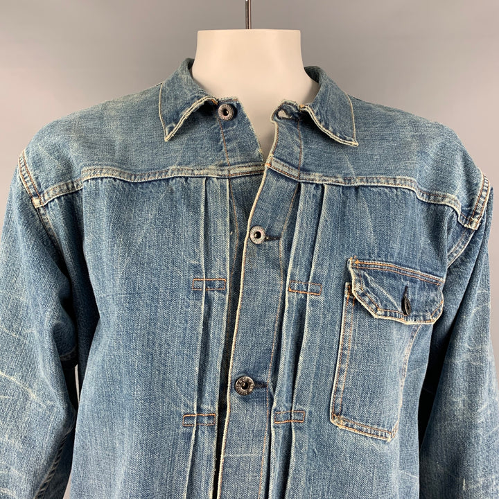 LEVI STRAUSS Size XL Blue Washed Selvedge Denim Jacket