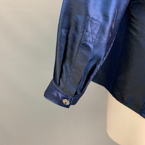 Vintage VERSACE CLASSIC Size S Blue Iridescent Polyester / Polyamide Long Sleeve Shirt