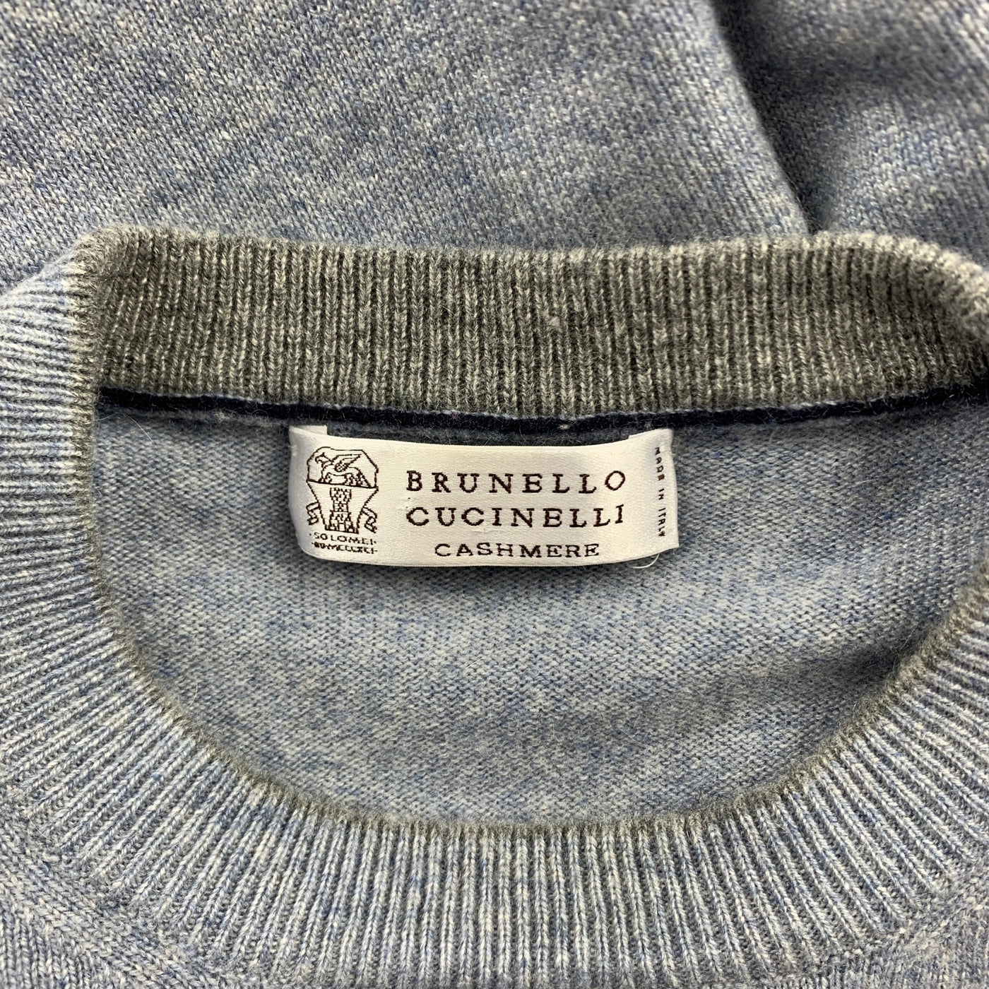 BRUNELLO CUCINELLI Size 14 Blue Cashmere Suede Crew-Neck Sweater