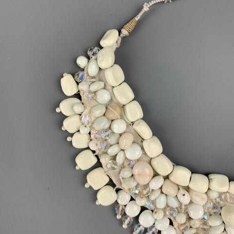 ROBERTA FREYMANN Off White Embellished Stone Handmade Necklace