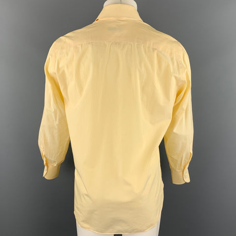 BORRELLI Size M Yellow Pinstripe Cotton Button Up Long Sleeve Shirt