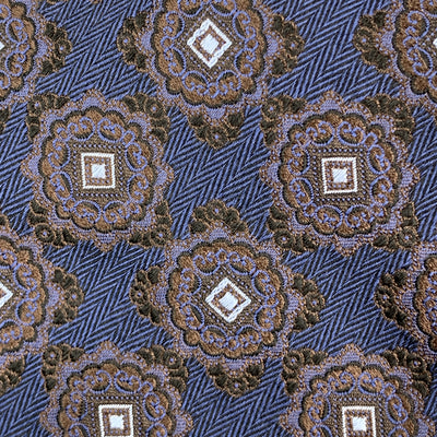 ERMENEGILDO ZEGNA Navy Ornate Print Silk Tie