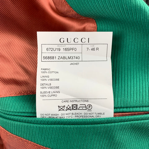 GUCCI by Alessandro Michele Size 36 Green Cotton Peak Lapel Sport Coat