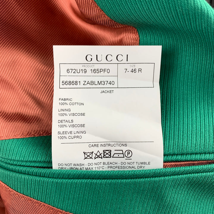 GUCCI de Alessandro Michele Talla 36 Abrigo deportivo con solapa de pico de algodón verde