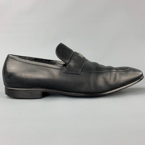 GUCCI Size 11.5 Black Leather Slip On Loafers