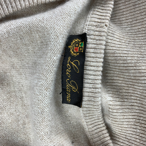 LORO PIANA Size L Oatmeal Cashmere V-Neck Vest