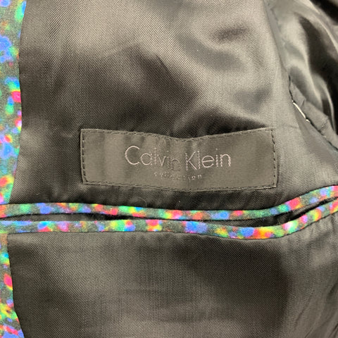 CALVIN KLEIN COLLECTION Size 34 Multi-Color Print Cotton Notch Lapel Suit