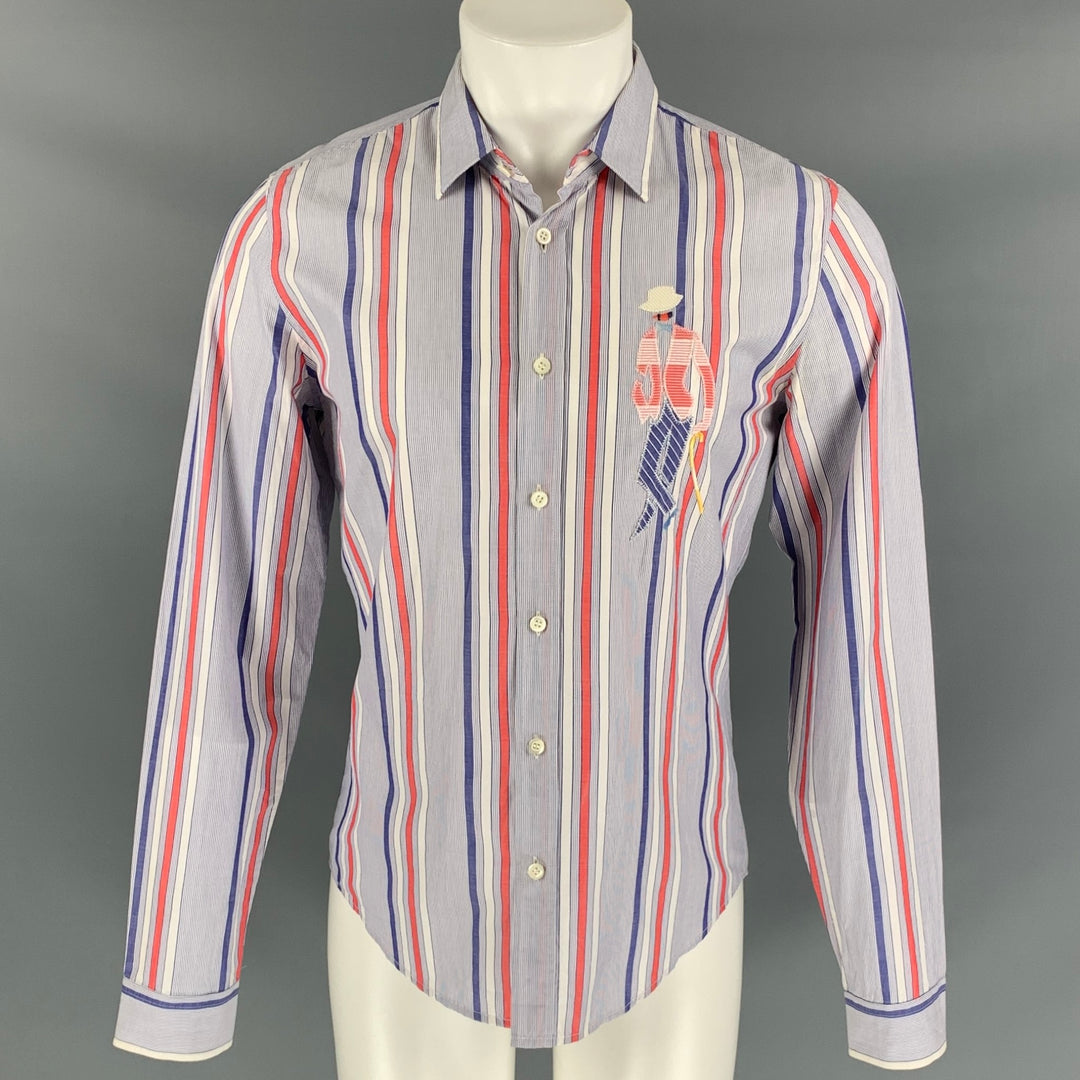 Vintage BURBERRY PRORSUM Primavera 2005 Talla M Camisa de manga larga de algodón a rayas multicolor