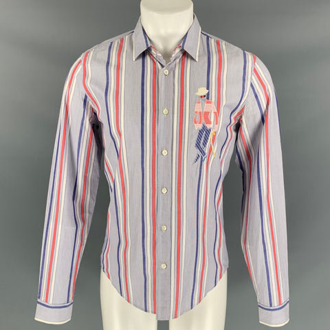 Vintage BURBERRY PRORSUM Spring 2005 Size M Multi-Color Stripe Cotton Long Sleeve Shirt