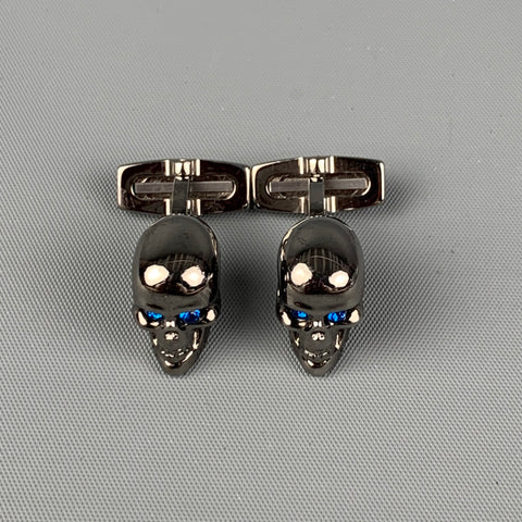 ALEXANDER MCQUEEN Silver Blue Skull Cuff Links