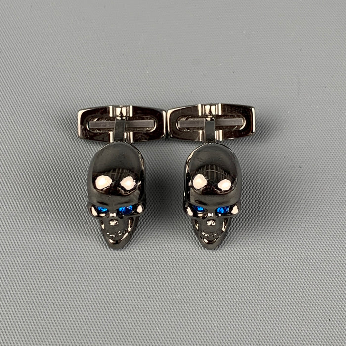 ALEXANDER MCQUEEN Silver Blue Skull Cuff Links