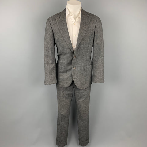 BRUNELLO CUCINELLI para WILKES BASHFORD Talla 38 Traje con solapa de pico en mezcla de lana a cuadros gris y carbón
