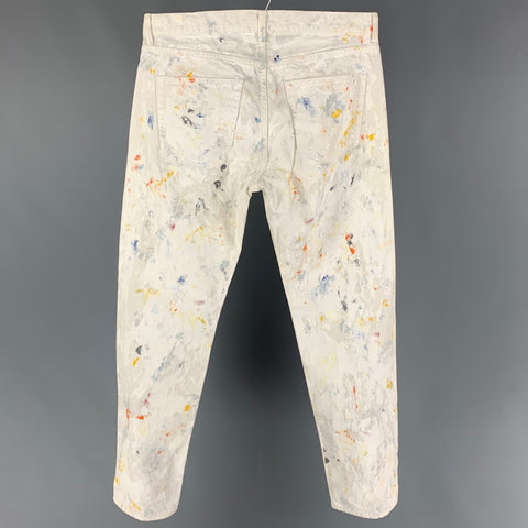 JOHN ELLIOTT The Daze 2 Pollock Size 33 Splattered Denim White Jeans