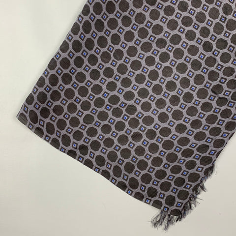DRIES VAN NOTEN Black Navy Abstract Silk Scarf