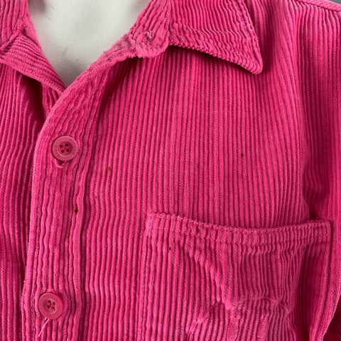 DREW HOUSE Size L Pink Corduroy Cotton Patch Pocket Short Sleeve Shirt