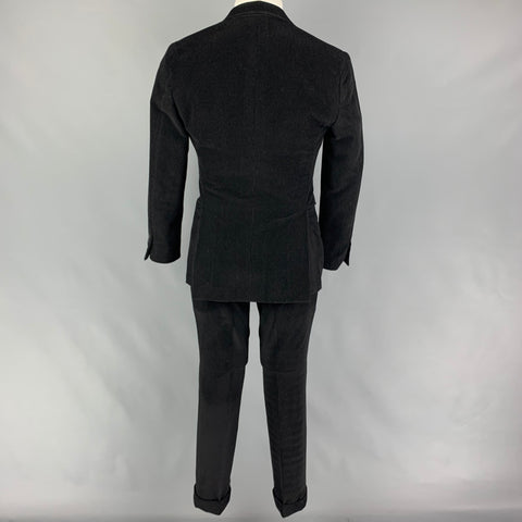 PHINEAS COLE Taille 36 Costume à Revers en Laine Velours Côtelé Noir