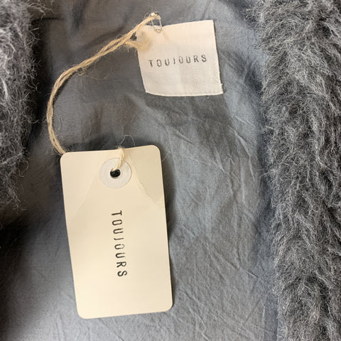 TOUJOURS Size S Gray Alpaca Blend Fauc Fur V Neck Jacket