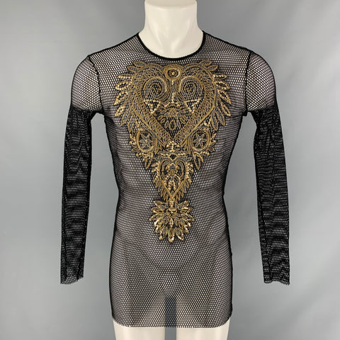 FAITH CONNEXION Size S Black Mesh Polyamide Crew-Neck Pullover