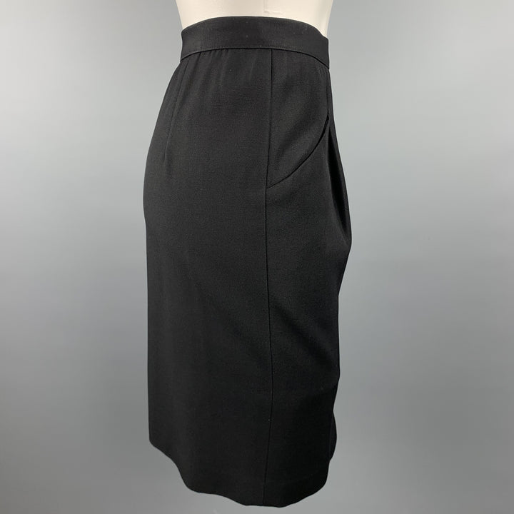 GIORGIO ARMANI Size 8 Black Twill Pencil Skirt