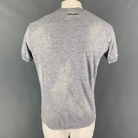 DSQUARED2 Size XL Grey Black Graphic Cotton T-shirt