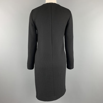 CoSTUME NATIONAL Size 4 Black Wool Long Sleeve Wrap Dress
