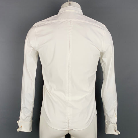 BALENCIAGA Size S White Cotton Blend French Cuff Long Sleeve Shirt
