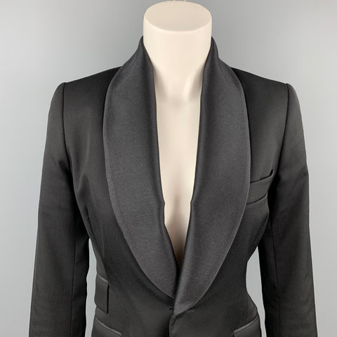 ALVIN VALLEY Taille 2 Blazer veste en laine vierge noire mélangée