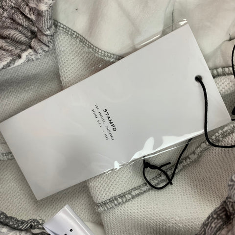 STAMPD Size L White Grey Angels Print Cotton Sweat Pants
