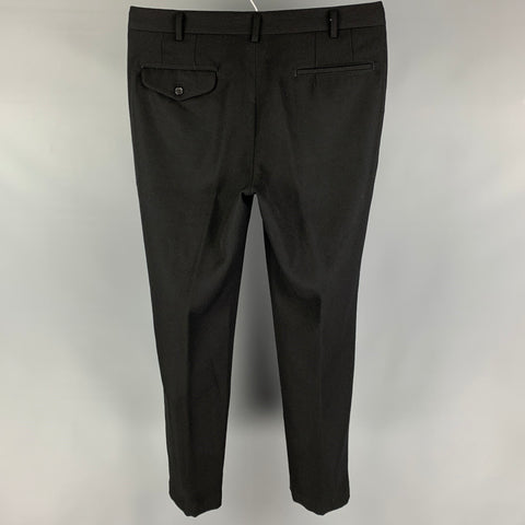 COMME des GARCONS HOMME PLUS Size L Black Wool Zip Fly Dress Pants