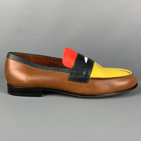 PAUL SMITH Size 10.5 Brown Multi-Color Leather Slip On Loafers