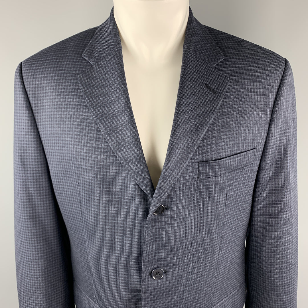 MICHAEL by MICHAEL KORS Size 40 Navy Checkered Short Wool Blend Sport Coat