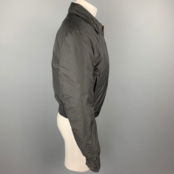 CALVIN KLEIN COLLECTION Size 38 Black Polyamide Silver Quilted Lining Zip Up Jacket