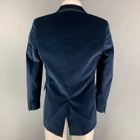 PS by PAUL SMITH Size 38 Navy Black Velvet Cotton Notch Lapel Sport Coat