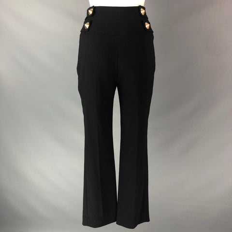 ROBERTO CAVALLI Size 4 Black Virgin Wool Solid High Waisted Dress Pants