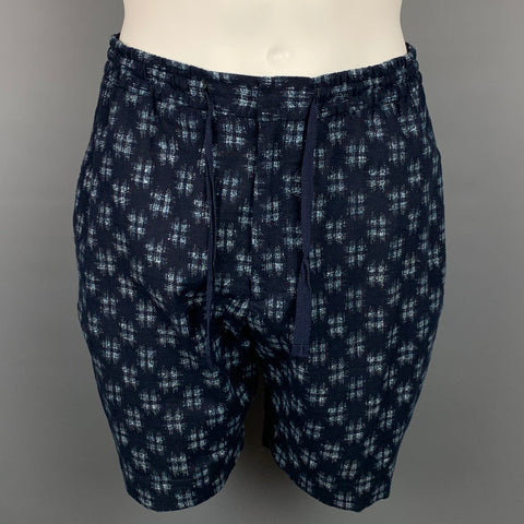 OFFICINE GENERALE Talla 32 Pantalones cortos con cordón de algodón índigo