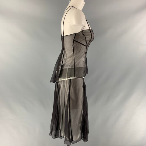 SPORTMAX Size 4 Black White Silk &  Cotton Camisole Blouse