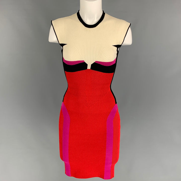 AZ FACTORY Size S Cream Black Red Viscose Blend Color Block Sleeveless Dress