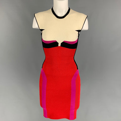 AZ FACTORY Vestido sin mangas con bloques de color en mezcla de viscosa, color crema, negro y rojo, talla S