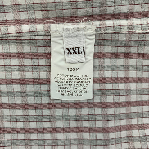 BRUNELLO CUCINELLI Size XXL White & Grey Plaid Cotton Long Sleeve Shirt