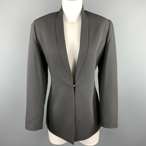 GIORGIO ARMANI Size 6 Grey Wool Shawl Cllar Hook Closure Blazer Jacket