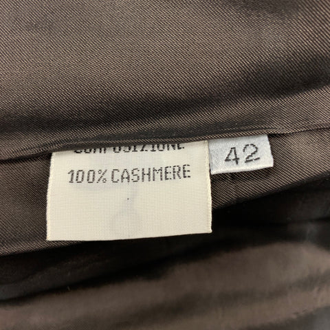 KITON Size 6 Brown & Blue Cashmere Plaid Double Breasted Pants Suit
