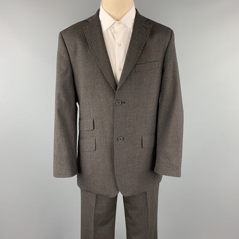 TED BAKER Size 40 Short Charcoal Glenplaid Wool Blend Notch Lapel Suit