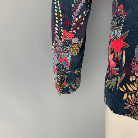 MARC by MARC JACOBS Size S Navy Multi-Color Print Cotton Sport Coat