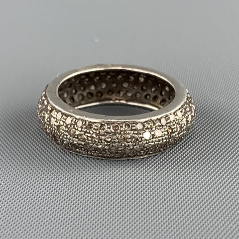 RENEE SHEPPARD sz 6.5 Sterling Silver Pave Diamond Encrusted Band Ring