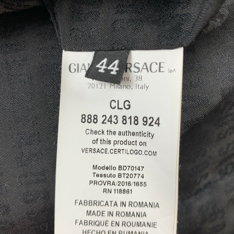 VERSUS par GIANNI VERSACE Taille 10 Manteau en laine noire avec garniture en cuir massif